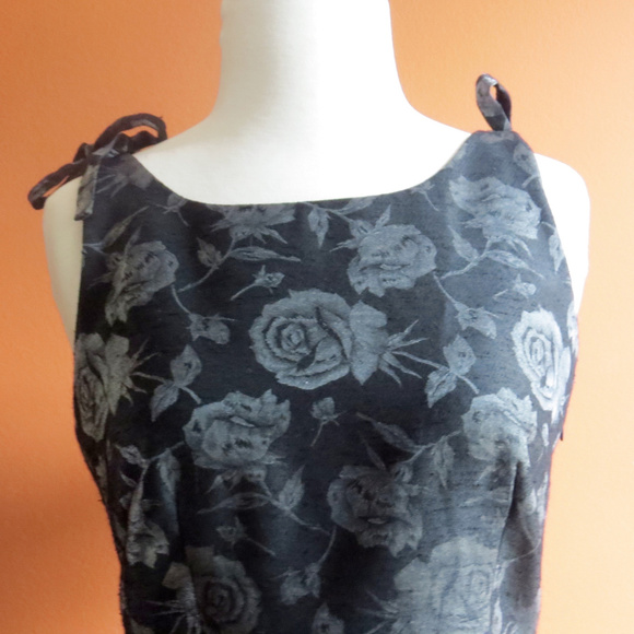 Vtg NICOLE MILLER Brocade Roses Cocktail Dress 8 - Picture 6 of 9